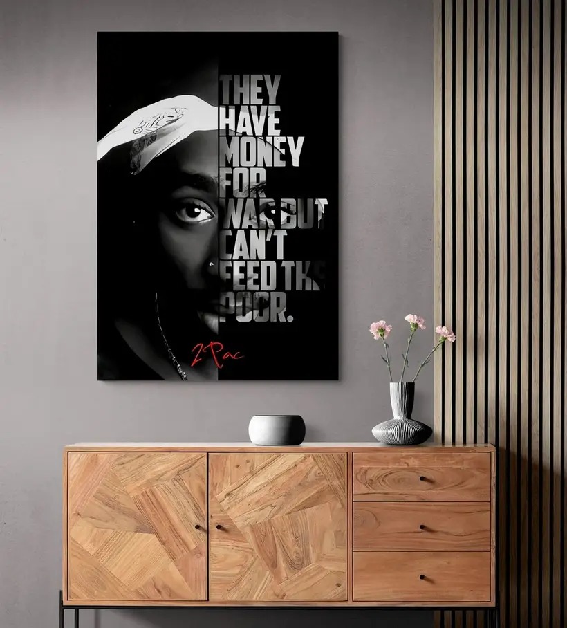 تابلو توپاک Tupac طرح 2 سایز 20x30 تابلو شاسی توپاک Tupac